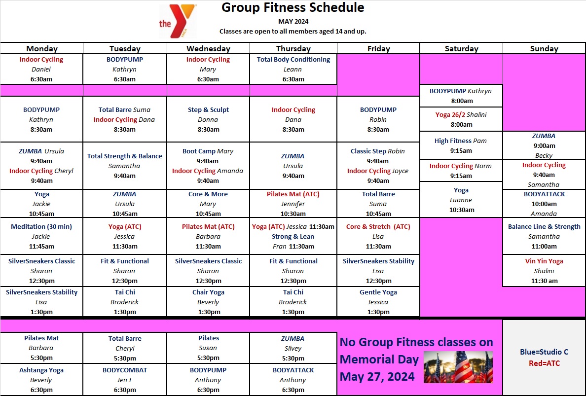 Group Fit Schedule May 2024